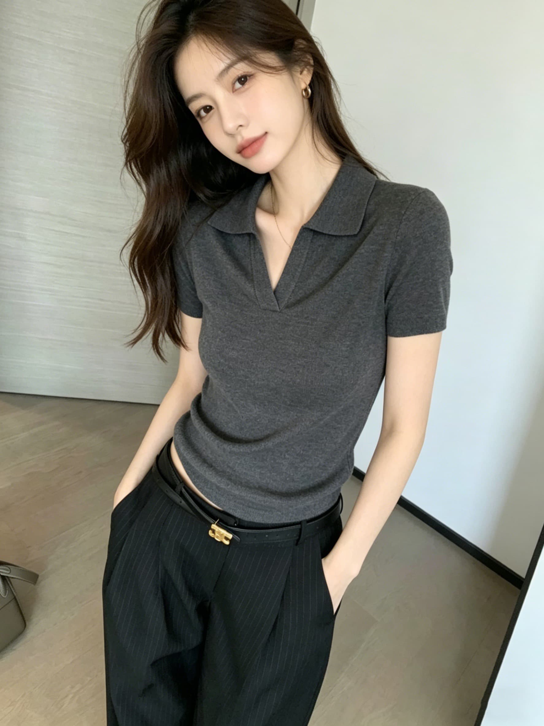 210 그램 92 면 8 암모니아 Lun 2026 여름 새로운 한국 스타일 반팔 티셔츠 여성 디자인 센스 상세 이미지 4