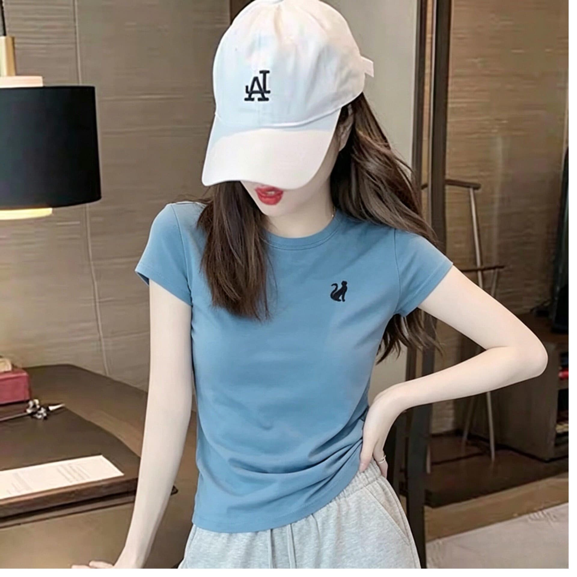 210 그램 92 면 8 암모니아 Lun 2026 여름 새로운 한국 스타일 반팔 티셔츠 여성 디자인 센스 상세 이미지 2