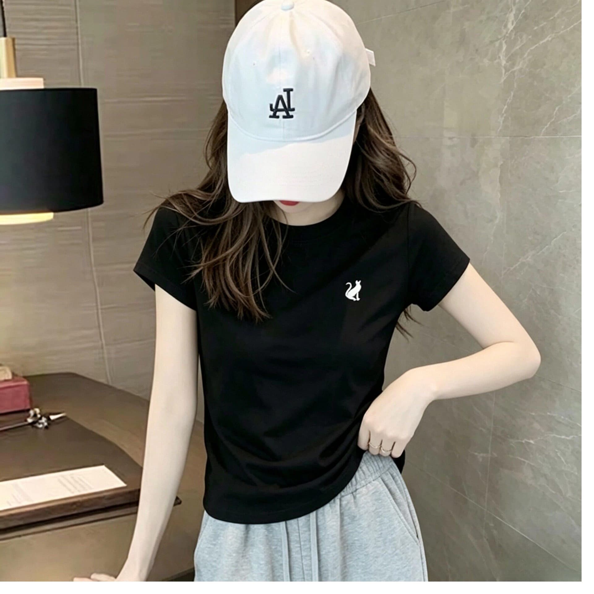 210 그램 92 면 8 암모니아 Lun 2026 여름 새로운 한국 스타일 반팔 티셔츠 여성 디자인 센스 상세 이미지 6