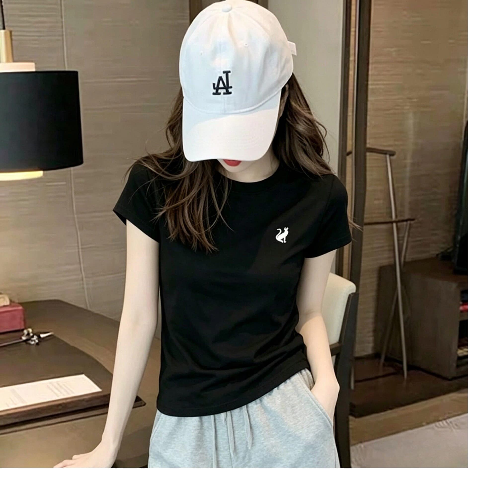 210 그램 92 면 8 암모니아 Lun 2026 여름 새로운 한국 스타일 반팔 티셔츠 여성 디자인 센스 상세 이미지 7