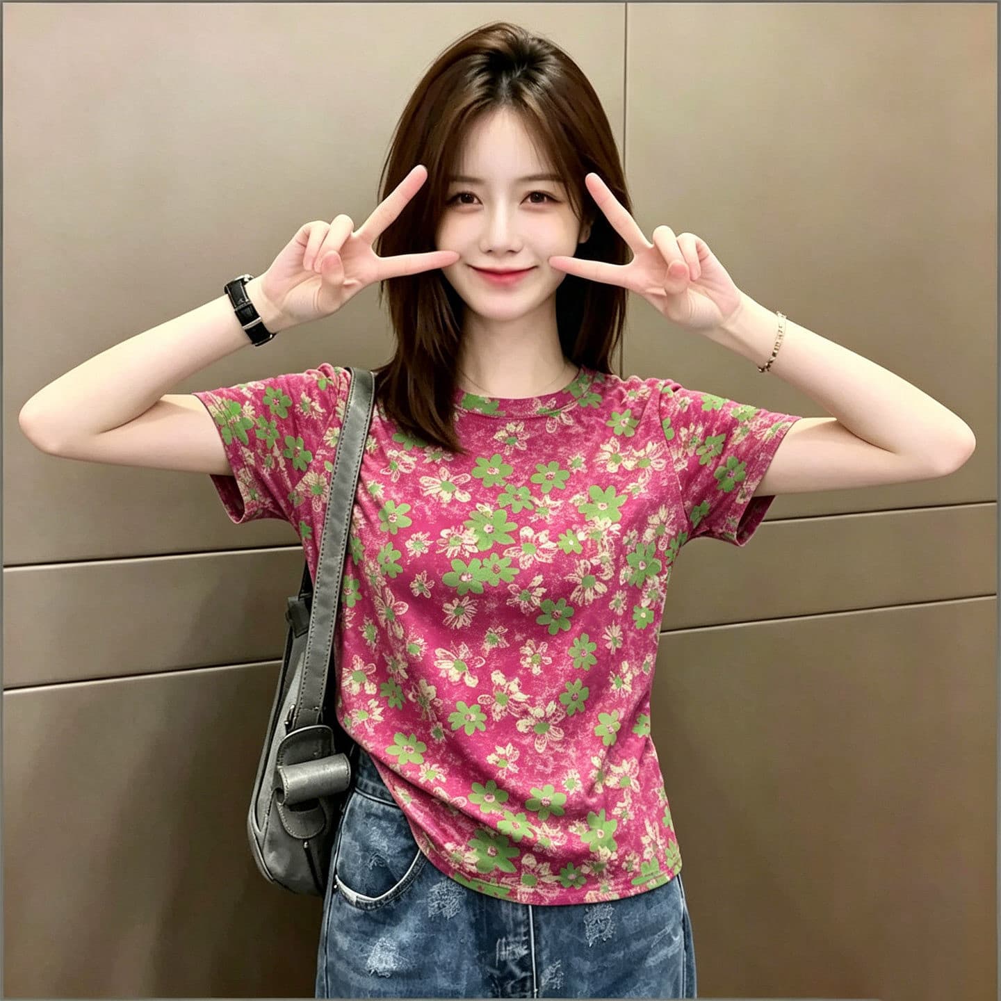 180 그램 95 면 5 암모니아 Lun 2026 여름 새로운 한국 스타일 반팔 티셔츠 여성 디자인 센스 이미지 4
