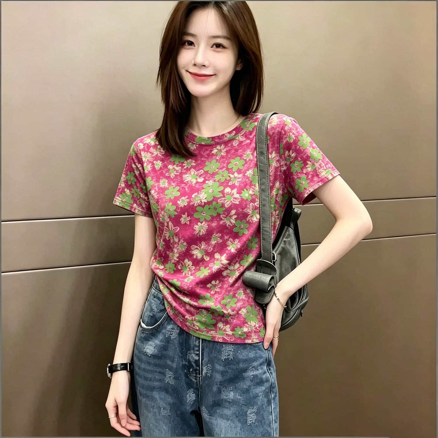 180 그램 95 면 5 암모니아 Lun 2026 여름 새로운 한국 스타일 반팔 티셔츠 여성 디자인 센스 상세 이미지 6
