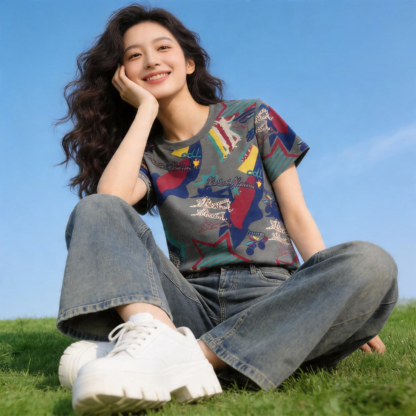 180 그램 95 면 5 암모니아 Lun 2026 여름 새로운 한국 스타일 반팔 티셔츠 여성 디자인 센스 이미지 3