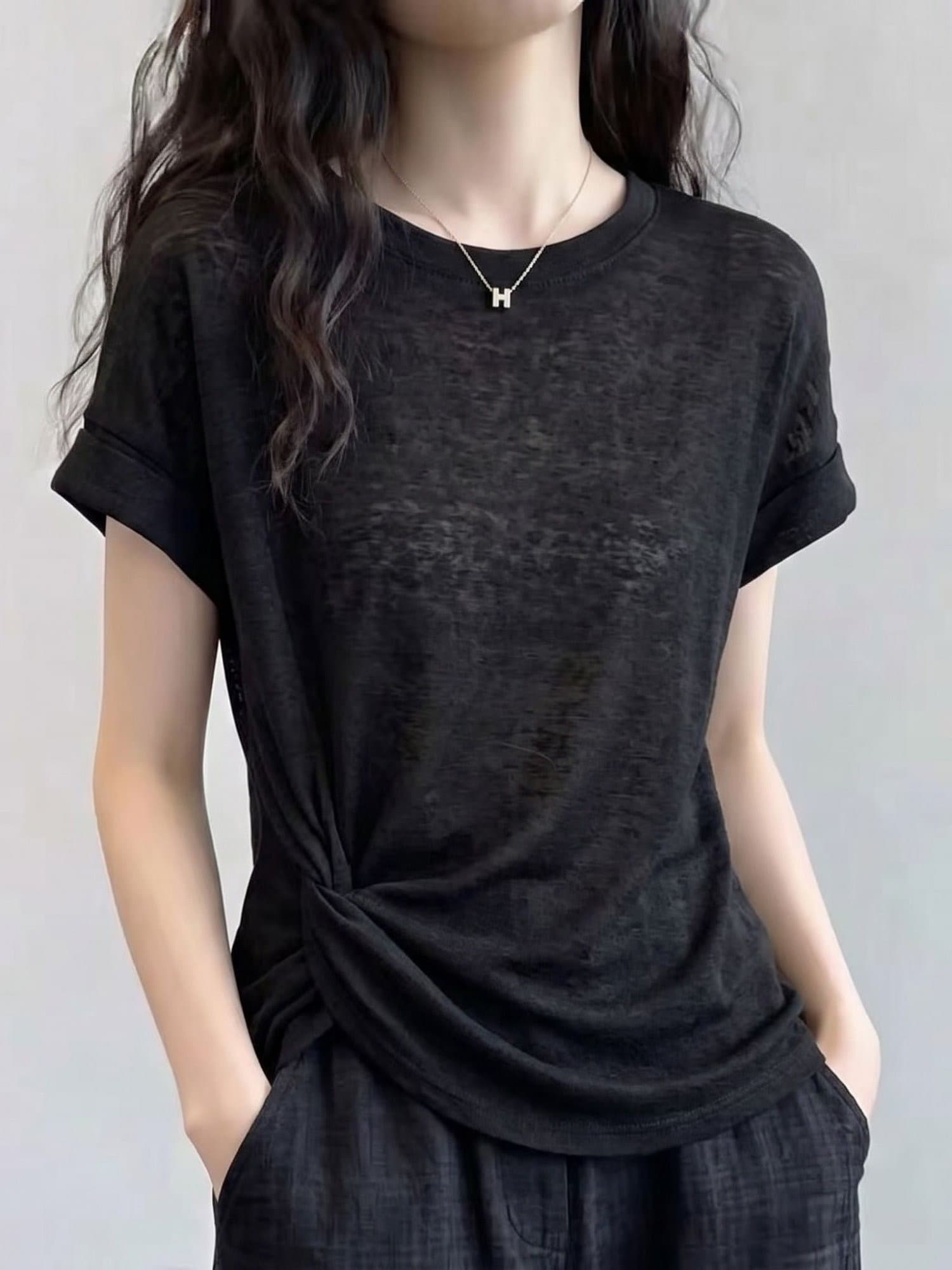165 그램 눈꽃 면 2026 여름 새로운 한국 스타일 반팔 티셔츠 여성 디자인 센스 상세 이미지 5