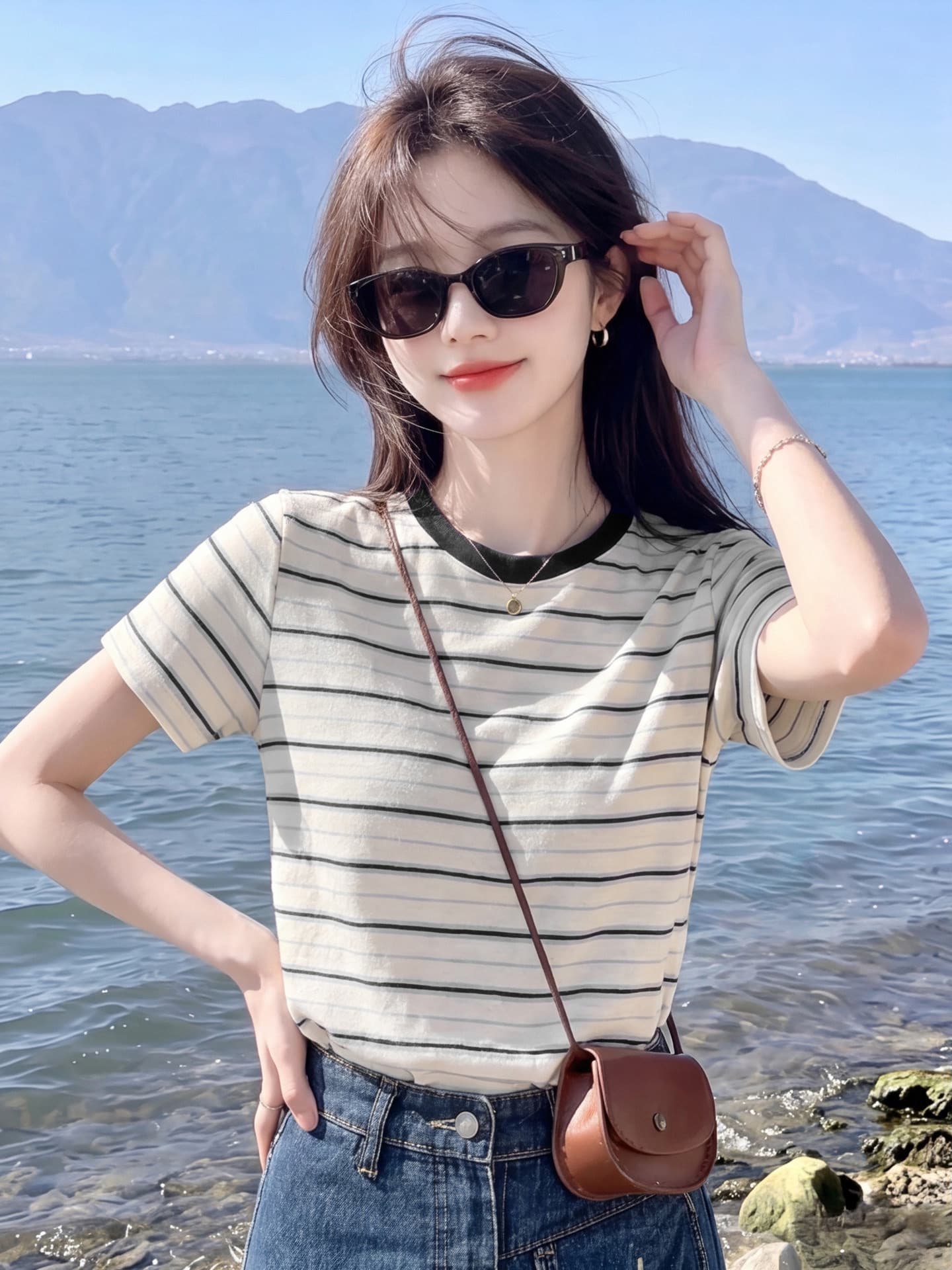 180 그램 65 면 35 폴리에스터 2026 여름 새로운 한국 스타일 반팔 티셔츠 여성 디자인 센스 상세 이미지 8