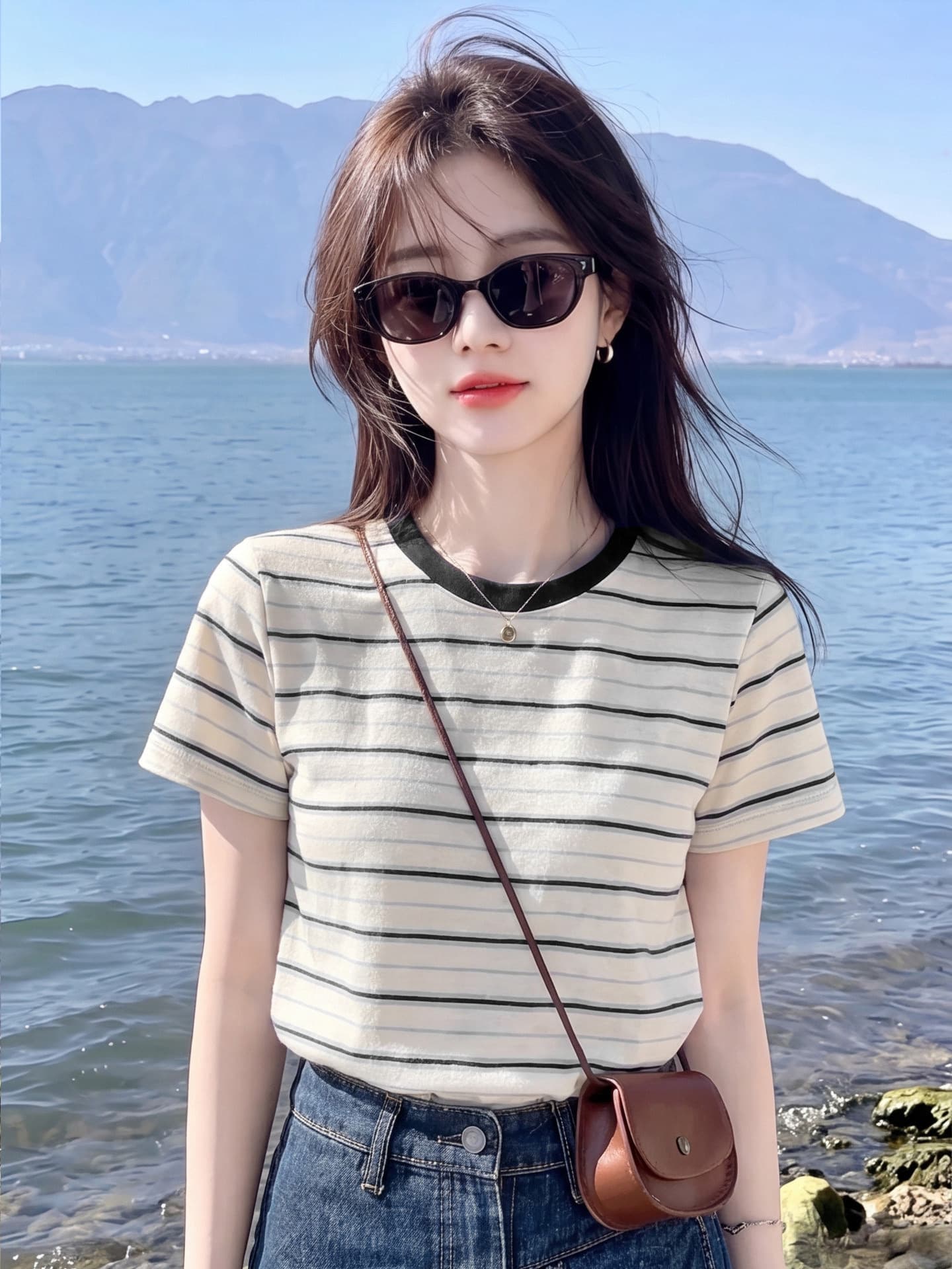 180 그램 65 면 35 폴리에스터 2026 여름 새로운 한국 스타일 반팔 티셔츠 여성 디자인 센스 상세 이미지 9