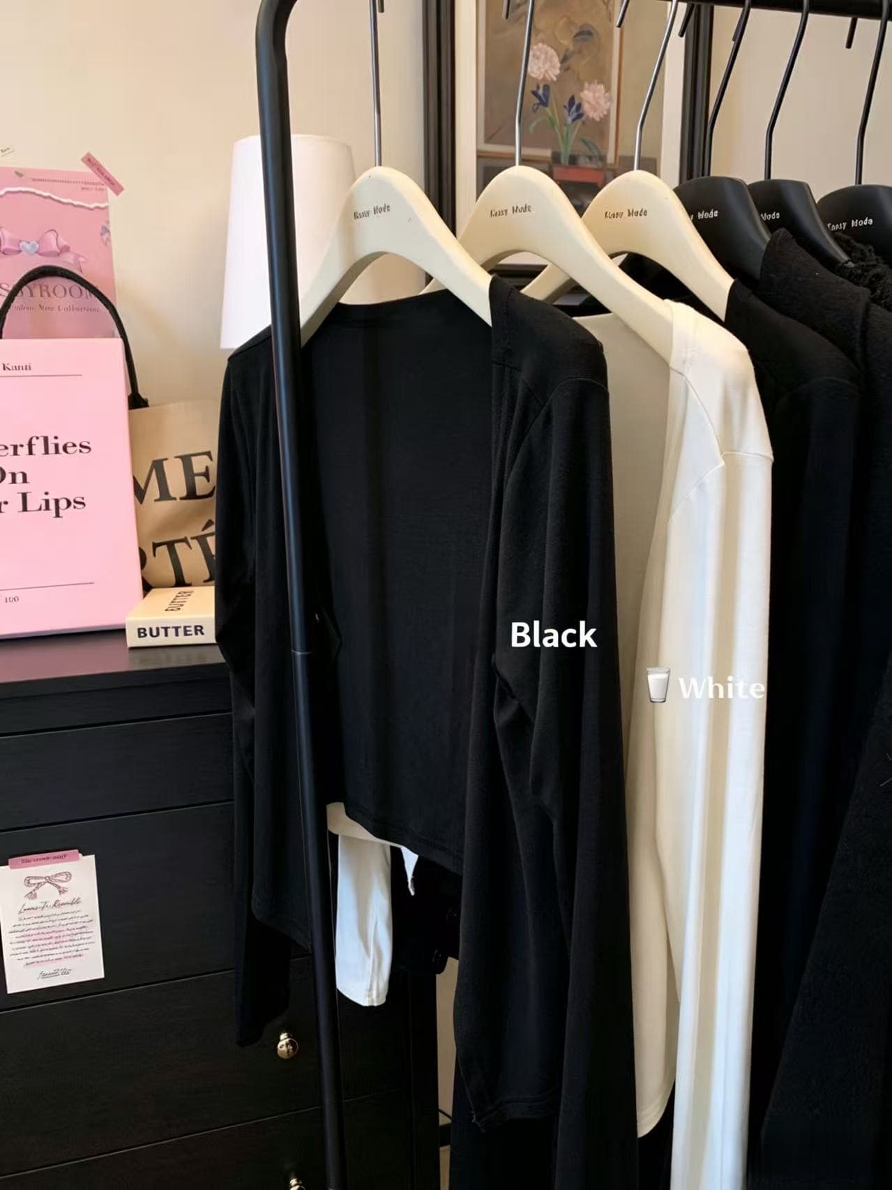 실사 우유 실크 터치 V넥 자외선 차단 에어컨 오픈 가디건 인사이드 가져 가라. 슬립 하이웨이스트 슬림해 보이는 반신 롱 스커트 이미지 4