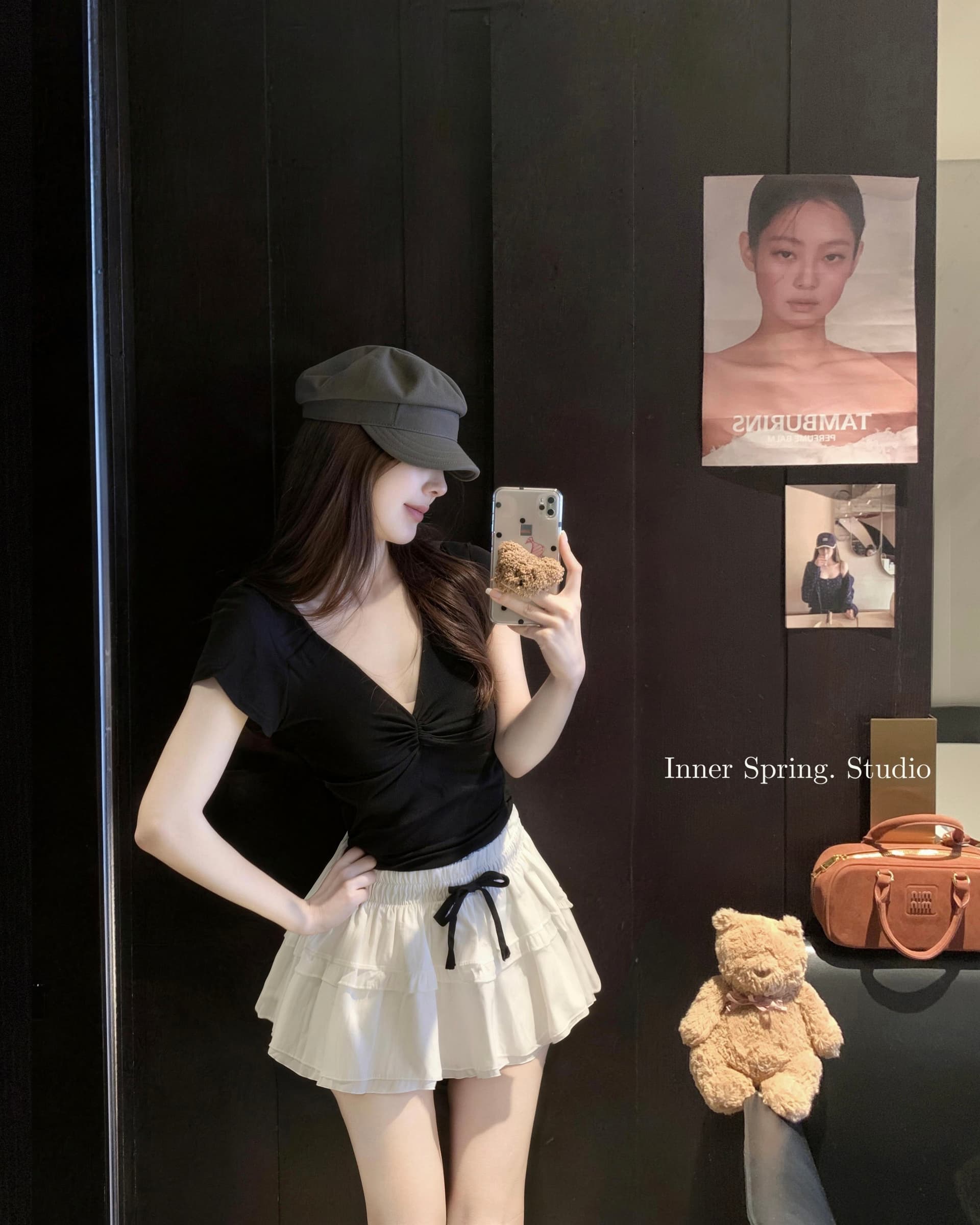 실사 더블 허리 머리 발레 바람 화이트 미니 스커트 새로운 프릴 노출 방지 반신 스커트 한 마디 치마바지 상세 이미지 2