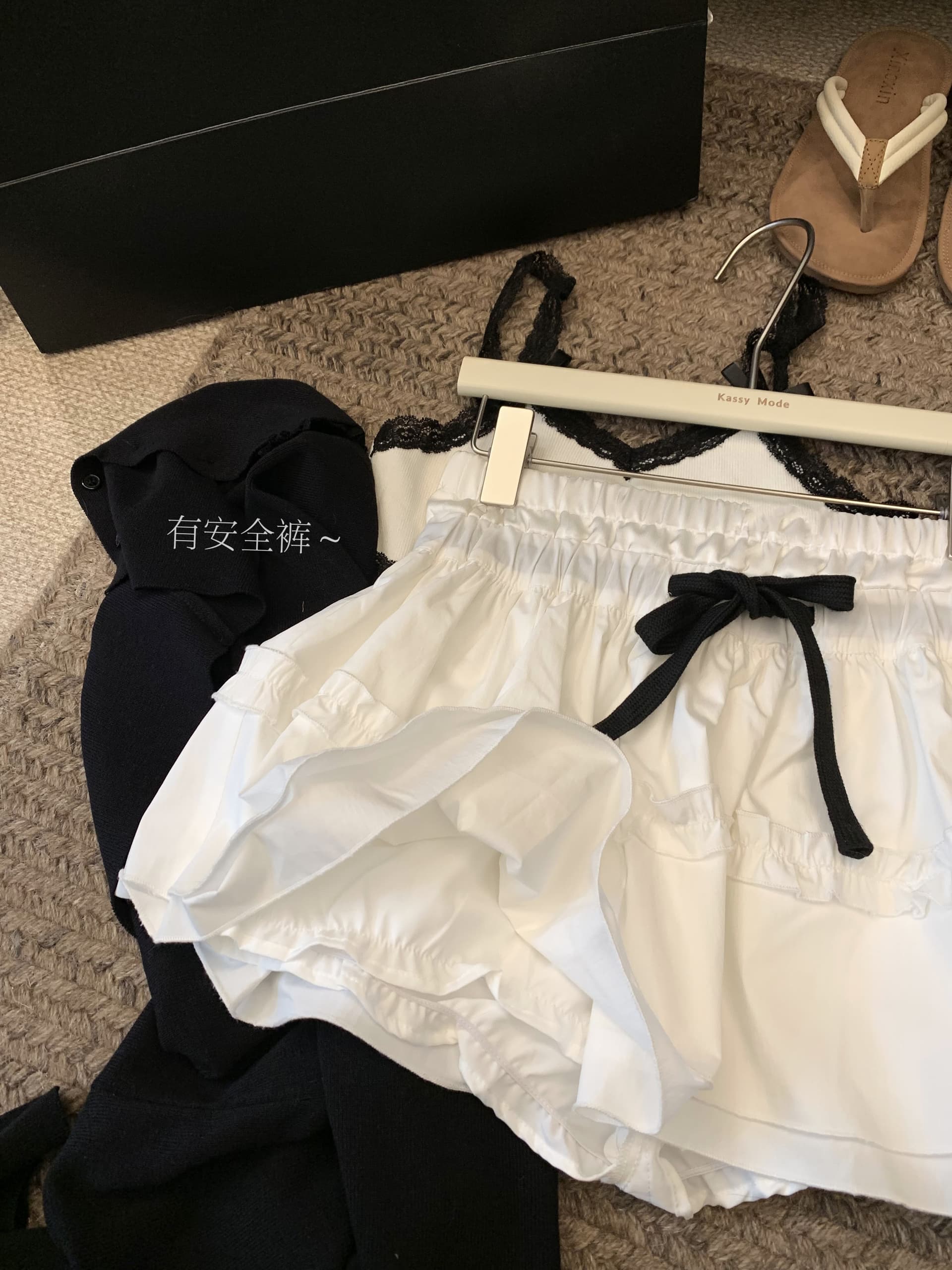 실사 더블 허리 머리 발레 바람 화이트 미니 스커트 새로운 프릴 노출 방지 반신 스커트 한 마디 치마바지 상세 이미지 6