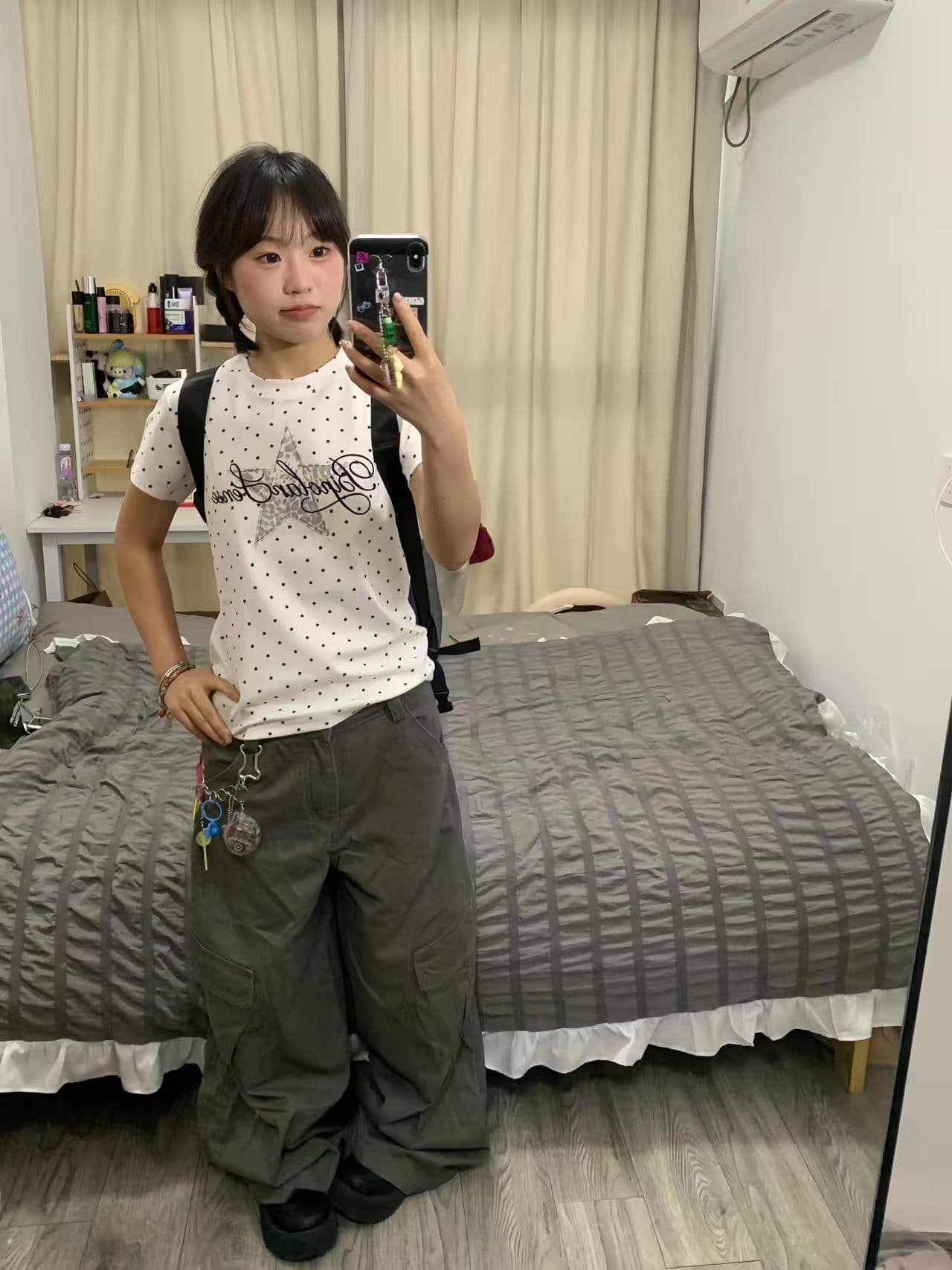 1 1 순면 도트 무늬 일반 섹션 긍정적 인 어깨 반팔 높은 탄력성 새로운 여름 몸매 가꾸기 슬림해 보이는 외국 가스 맨위 이미지 4