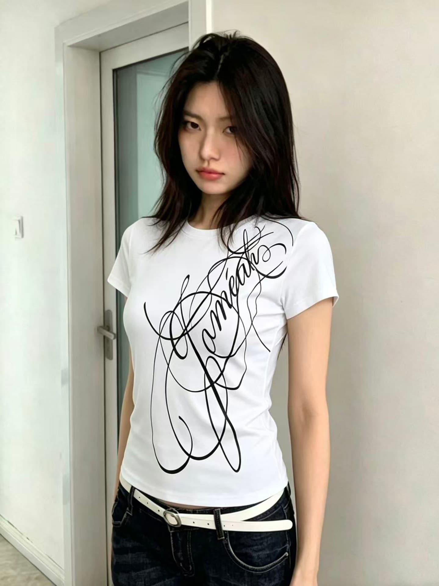 1 1 순면 일반 섹션 긍정적 인 어깨 반팔 높은 탄력성 새로운 여름 몸매 가꾸기 슬림해 보이는 외국 가스 맨위 상세 이미지 2