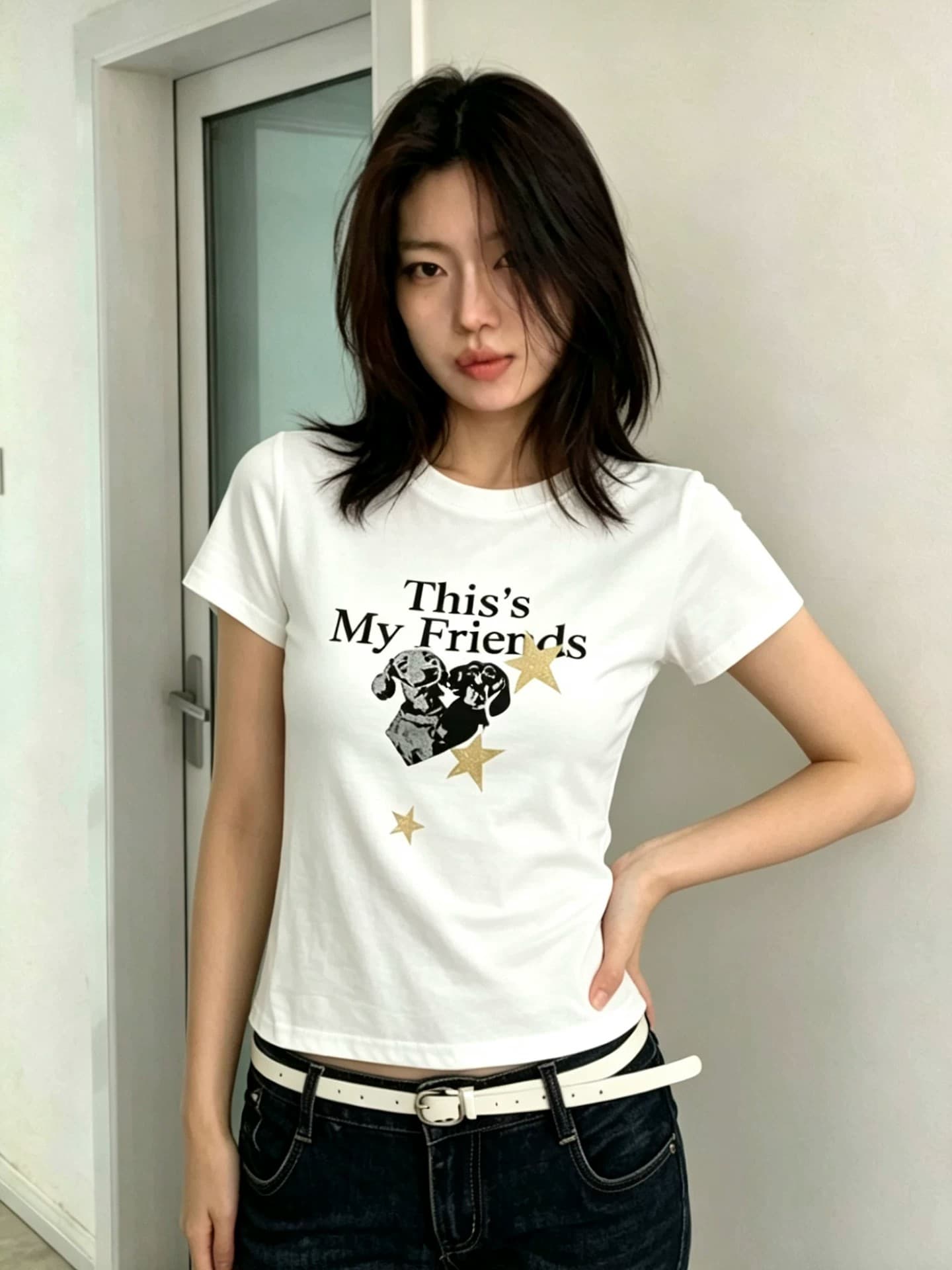 1 1 순면 일반 섹션 긍정적 인 어깨 반팔 높은 탄력성 새로운 여름 몸매 가꾸기 슬림해 보이는 외국 가스 맨위 상세 이미지 2