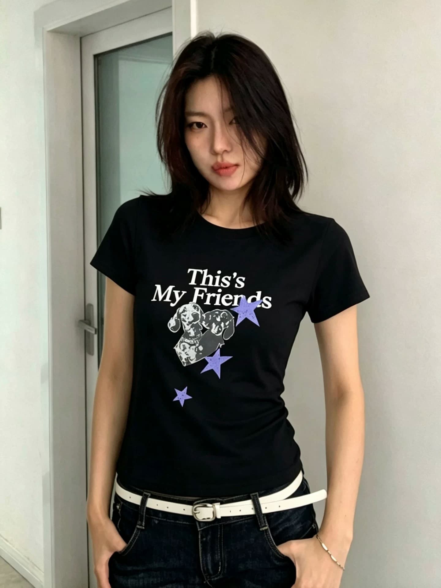 1 1 순면 일반 섹션 긍정적 인 어깨 반팔 높은 탄력성 새로운 여름 몸매 가꾸기 슬림해 보이는 외국 가스 맨위 상세 이미지 5