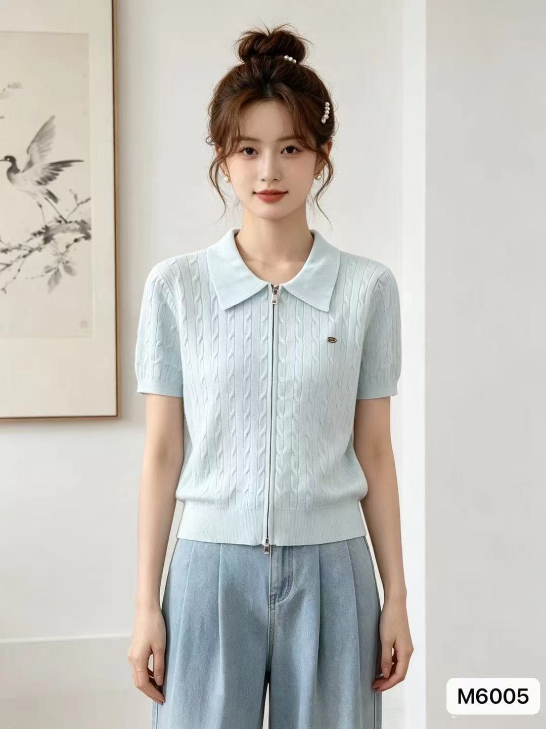 폴로 칼라 반팔 2026 년 여름 새로운 한국 스타일 미니멀리즘 꽈배기 디자인 센스 POLO 칼라 가져 가라. 긍정적 인 어깨 다용도 맨위 이미지 2