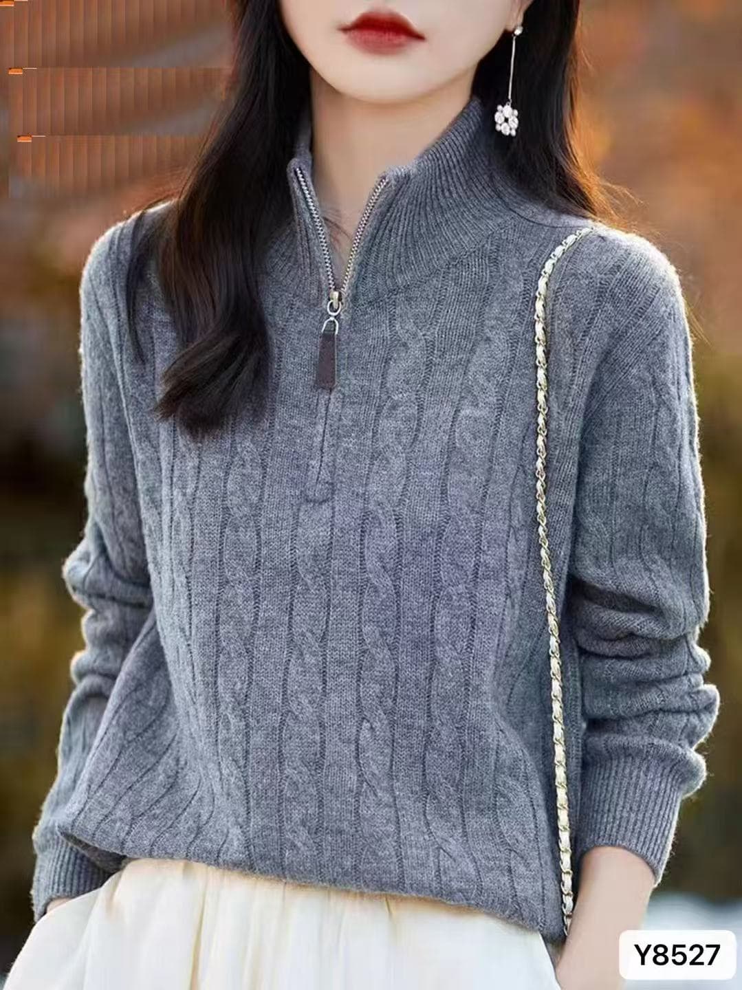 하프 지퍼 터틀넥 풀오버 2026 가을 겨울 새로운 한국 스타일 카디건 다용도 두꺼운 보온 니트 다용도 맨위 상세 이미지 1