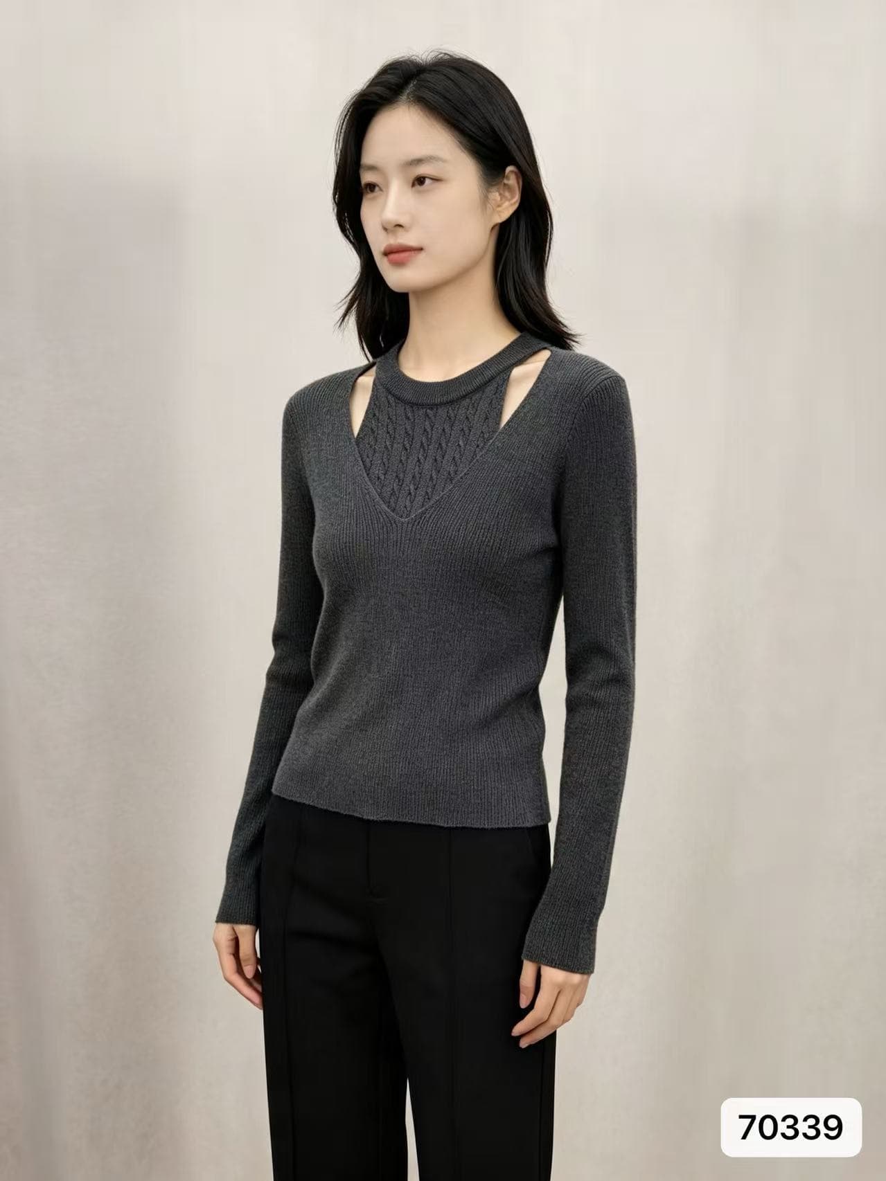 2026 년 가을 새로운 한국 스타일 배색 디자인 센스 라운드 넥 행침 목 꽈배기 니트 다용도 풀오버 긴팔 맨위 상세 이미지 6