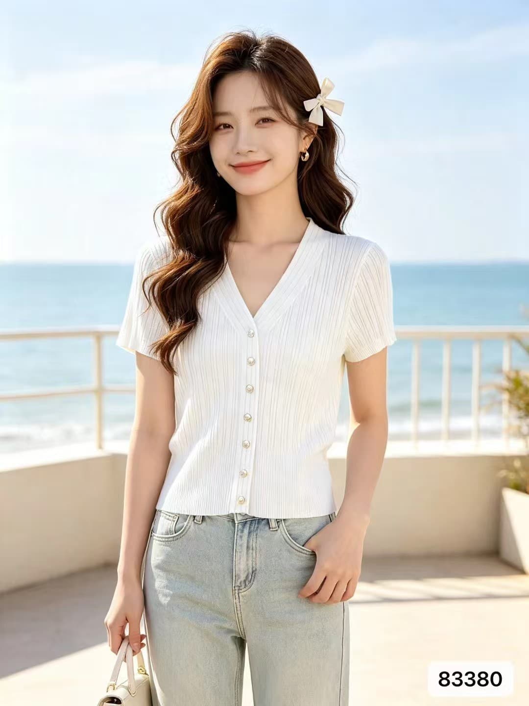 2026 년 여름 한국 스타일 미니멀리즘 우아함 배색 V넥 구덩이 기사 슬림해 보이는 니트 반팔 오픈 가디건 다용도 맨위 상세 이미지 2