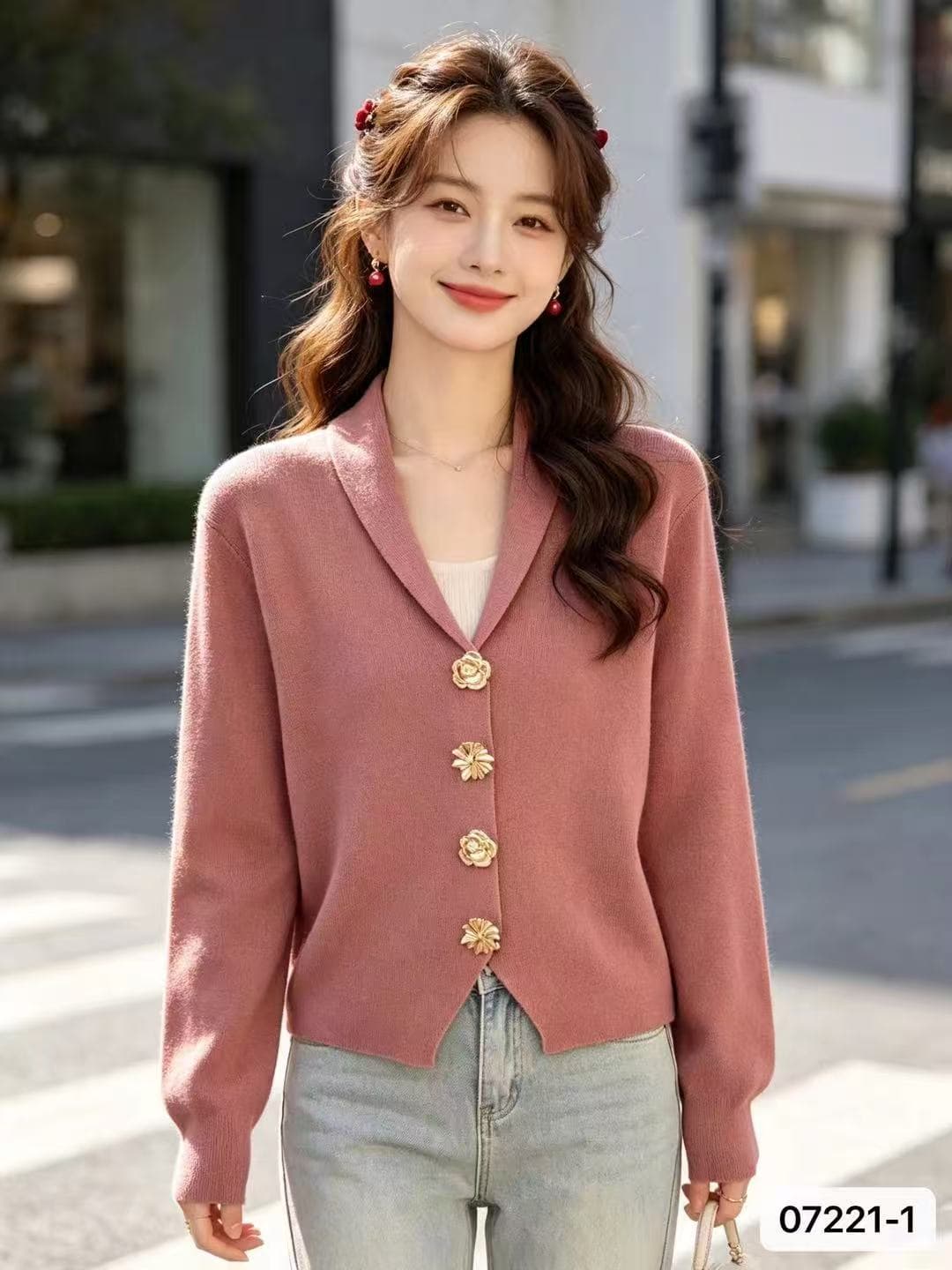 2026 년 가을 새로운 한국 스타일 배색 품격 뒤집다 V넥 Chic 금속 버클 니트 긴 소매 오픈 가디건 다용도 맨위 상세 이미지 5