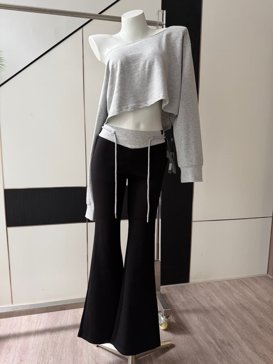 momosherothin 게으른 일상 자기 접촉 daily 선 사계절 긴팔 t& 중간 소매 t& 모델 작업자 바지 이미지 2