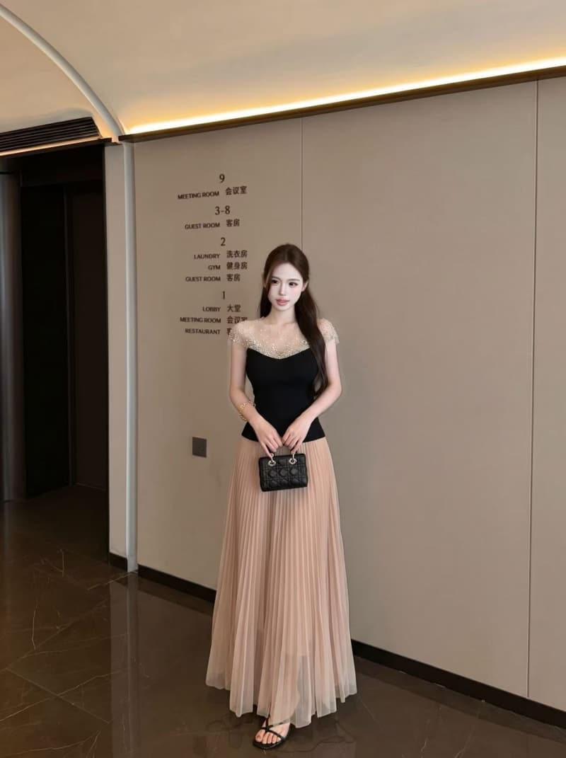 실사 정가 디자인 센스 천 금빛 바람 망사 핫픽스 패치워크 민소매 맨위 여름 외국 가스 세련된 조끼 상세 이미지 4