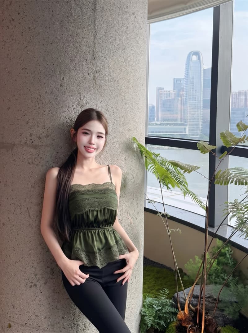 실사 정가 순수한 욕망 바람 레트로 레이스 조각 캐미솔 여름 디자인 센스 작은 대중 몸매 가꾸기 맨위 상세 이미지 11