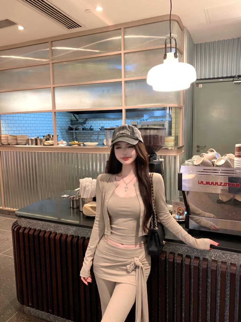 실사 정가 한 부서 순수한 욕망 바람 레이스 조각 슬립 오픈 가디건 몸매 가꾸기 긴 바지 3종 세트 상세 이미지 5