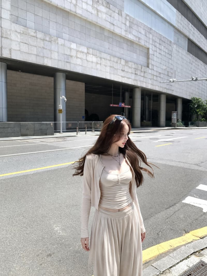실사 정가 느긋한 바람 순수한 욕망 섹시함 레이스 캐미솔 오픈 가디건 긴 바지 3종 세트 상세 이미지 11