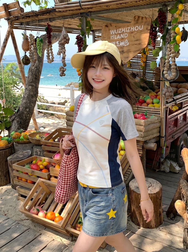 1 1 순면 리브 210 그램 반팔 티셔츠 여성 의류 여름 새로운 디자인 센스 삽입 색상 라운드 넥 맨위 상세 이미지 13