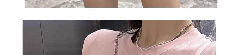 반팔 티셔츠 2026 여성 여름 한국 스타일 가시 자수 트렌디 몸매 가꾸기 쇼트 스타일 단색 긍정적 인 어깨 라운드 넥 맨위 상세 이미지 25