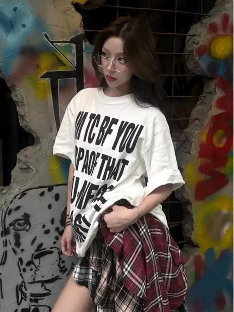 21 순면 210 그램 여름 드레스 반팔 티셔츠 여성 한국 스타일 빅 사이즈 루즈핏 이미지 2