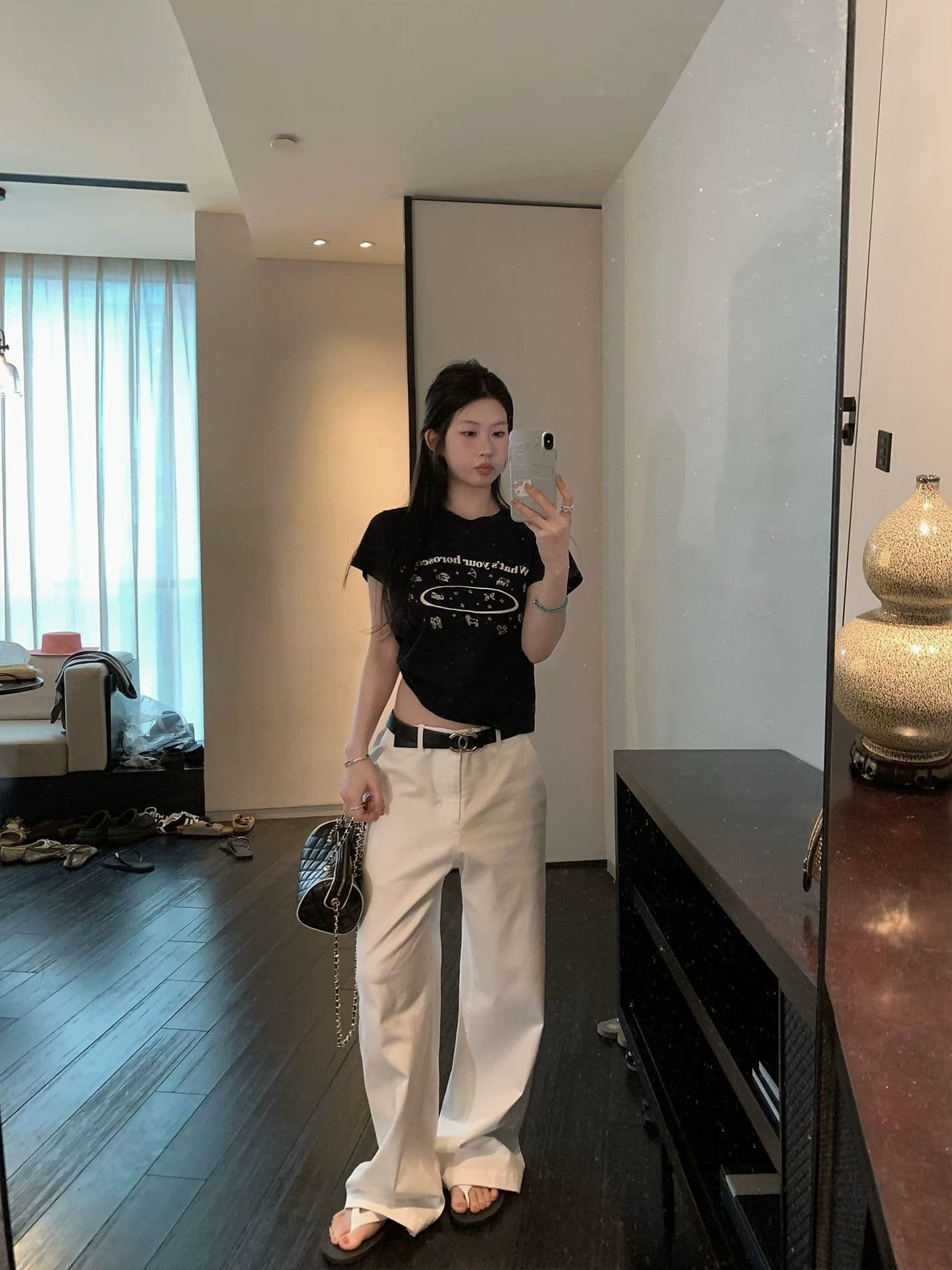 순면 40 220 그램 92 면 8 암모니아 Lun 긍정적 인 어깨 반팔 티셔츠 여성 프린트 상세 이미지 4