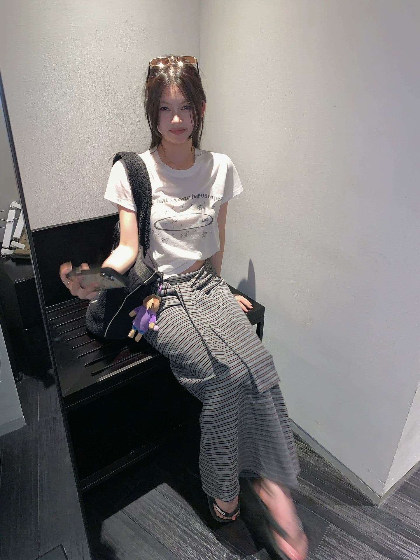 순면 40 220 그램 92 면 8 암모니아 Lun 긍정적 인 어깨 반팔 티셔츠 여성 프린트 상세 이미지 5