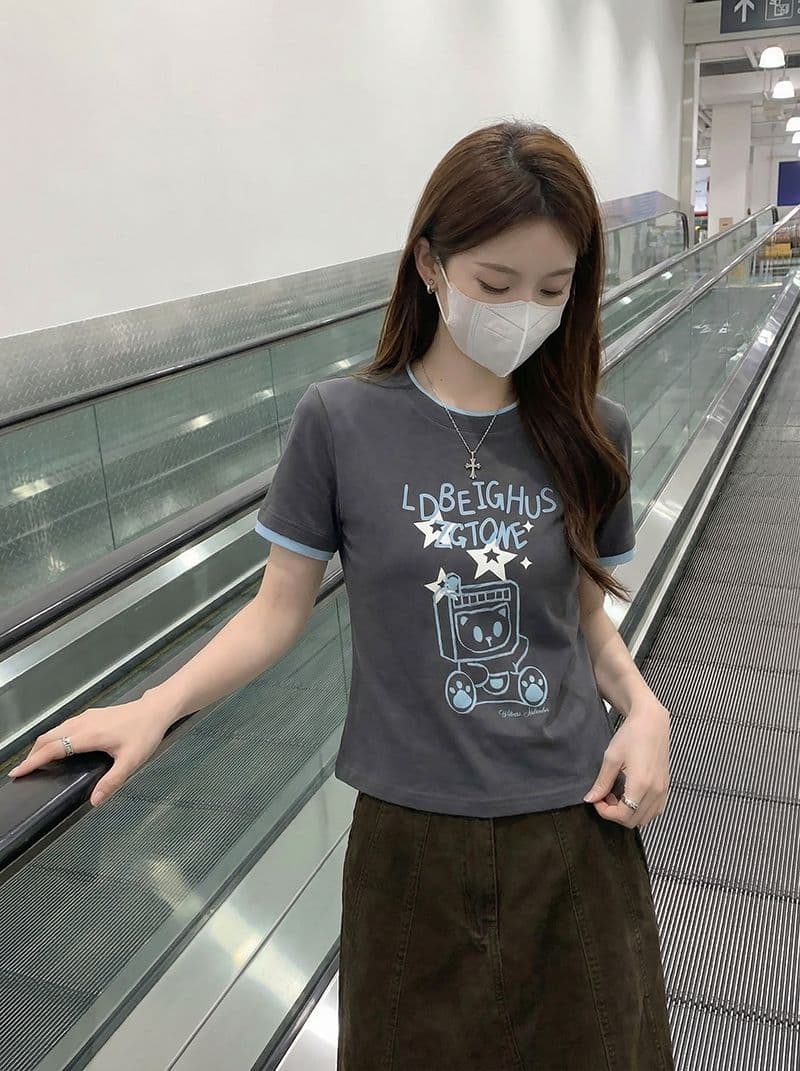 220 그램 물 부드러운 면 양면 반팔 티셔츠 여성 여름 새로운 도트 무늬 스트라이프 자수 라운드 넥 맨위 상세 이미지 7