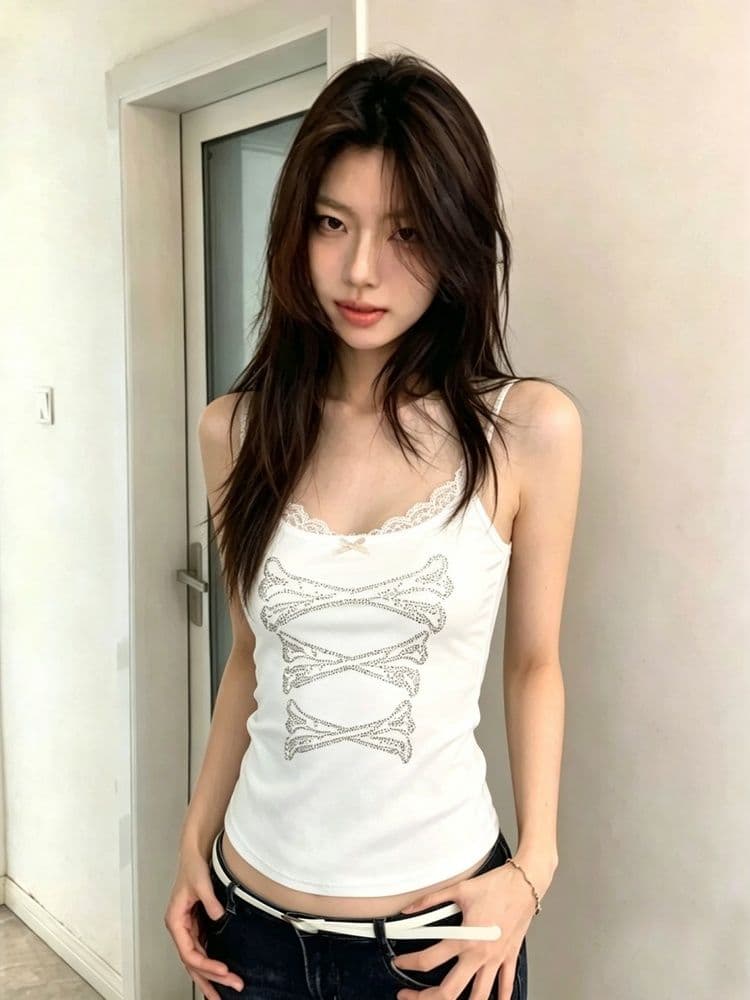 40 순면 핫걸 바람 레이스 조각 핫픽스 캐미솔 여름 아메리칸 몸매 가꾸기 외출용 순수한 욕망 맨위 상세 이미지 7