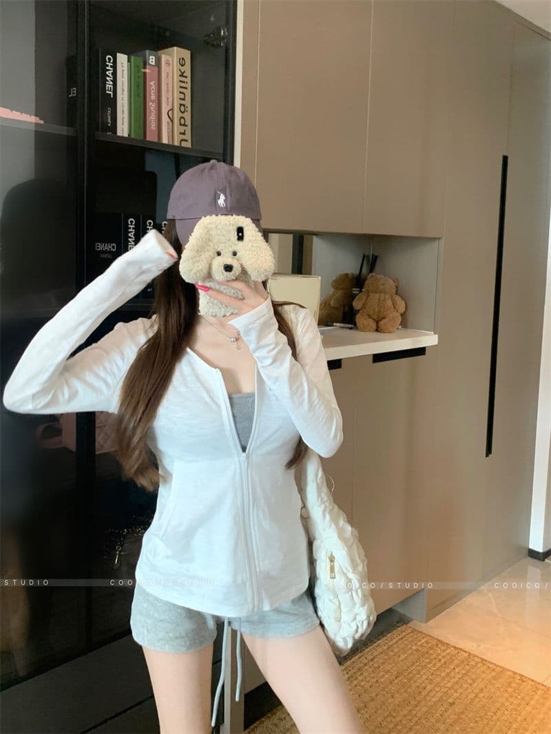160 그램 눈꽃 면 달콤한 스타일 화이트 후드 긴팔 여성 코트 이른 가을 작은 대중 chic 캐주얼 지퍼 맨위 상세 이미지 2