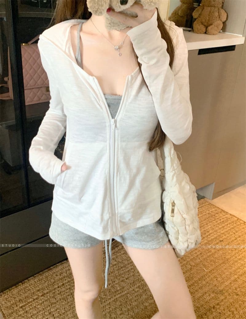 160 그램 눈꽃 면 달콤한 스타일 화이트 후드 긴팔 여성 코트 이른 가을 작은 대중 chic 캐주얼 지퍼 맨위 상세 이미지 5