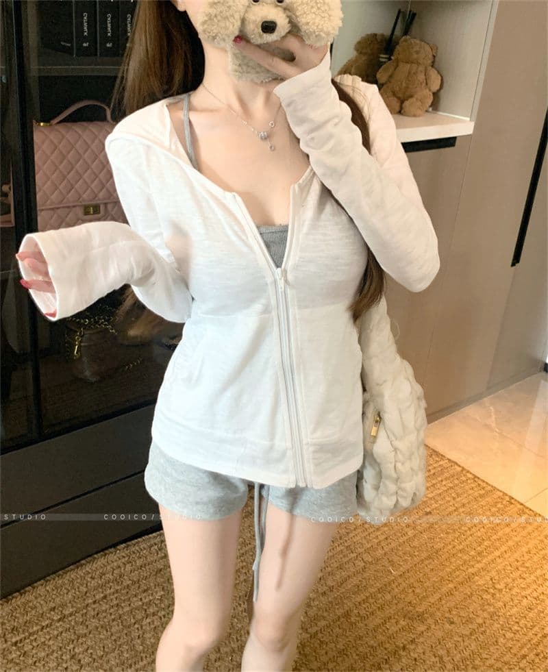 160 그램 눈꽃 면 달콤한 스타일 화이트 후드 긴팔 여성 코트 이른 가을 작은 대중 chic 캐주얼 지퍼 맨위 상세 이미지 8