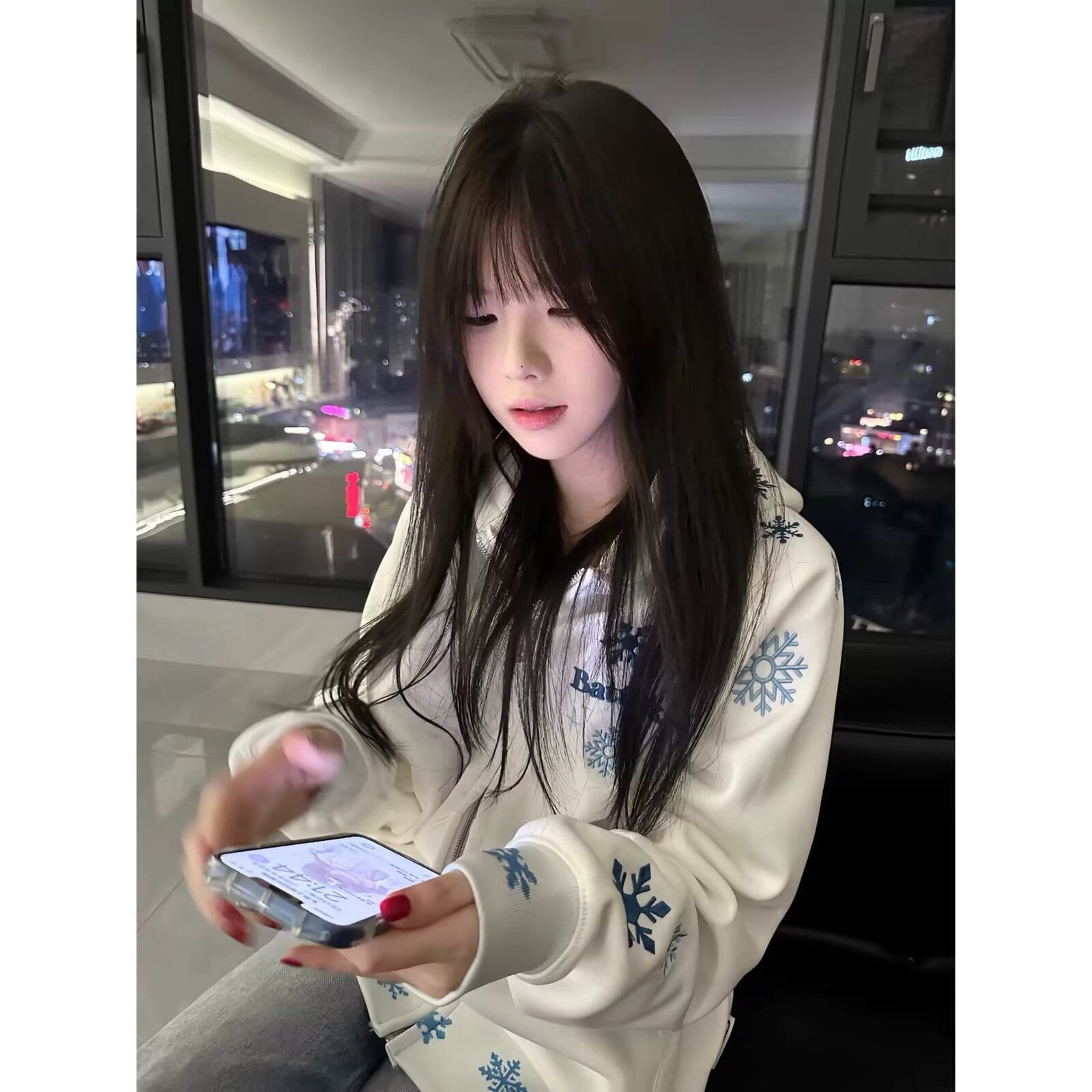 아메리칸 높음 거리 무거운 국가 트렌디 눈꽃 자수 후드 커플 가을 겨울 2026 새로운 모자 셔츠 재킷 상세 이미지 6