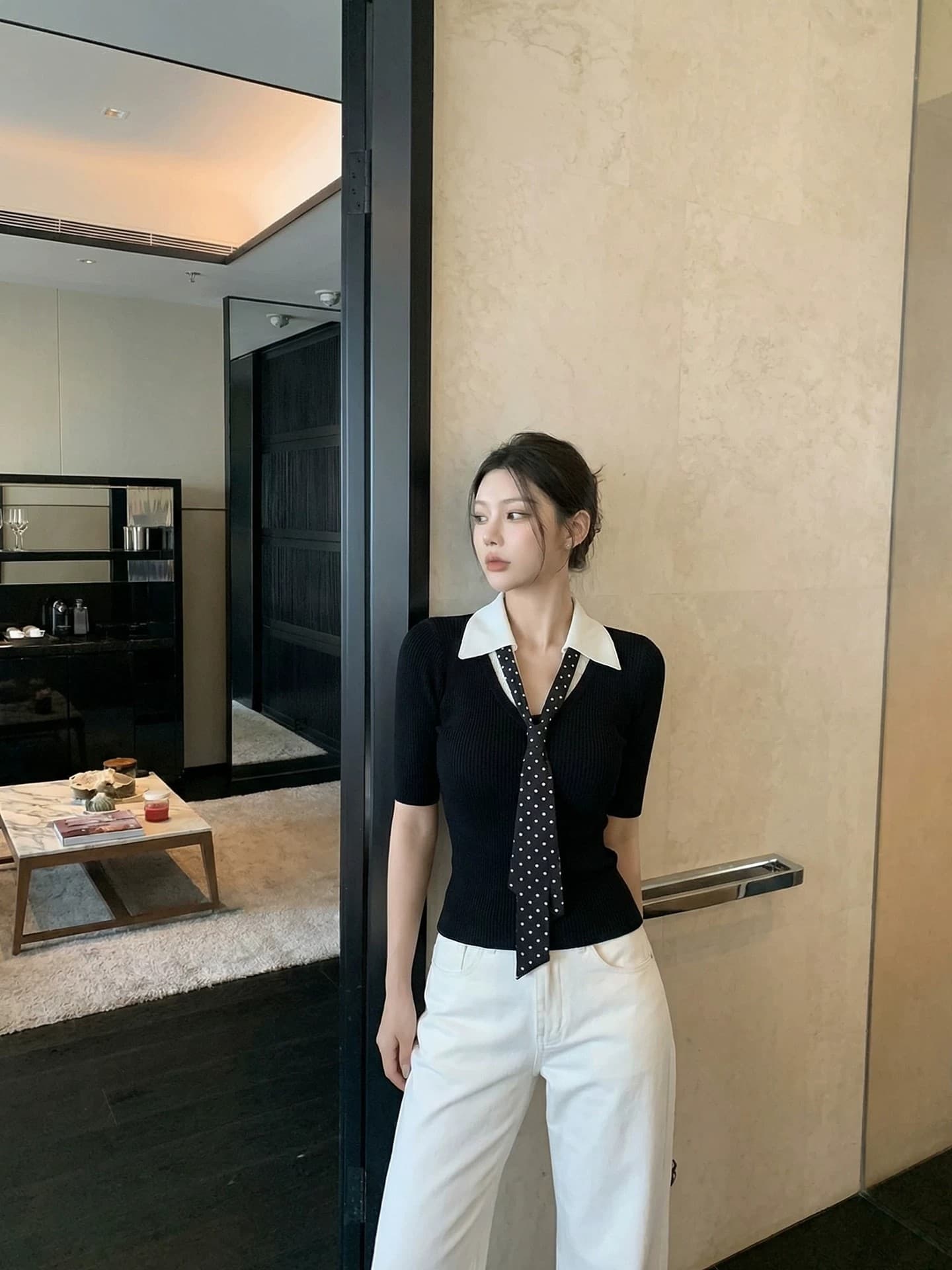 학원 스타일 레이스 조각 해군 칼라 니트 조끼 여성 여름 2026 새로운 달콤한 핫걸 슬림해 보이는 민소매 맨위 상세 이미지 1