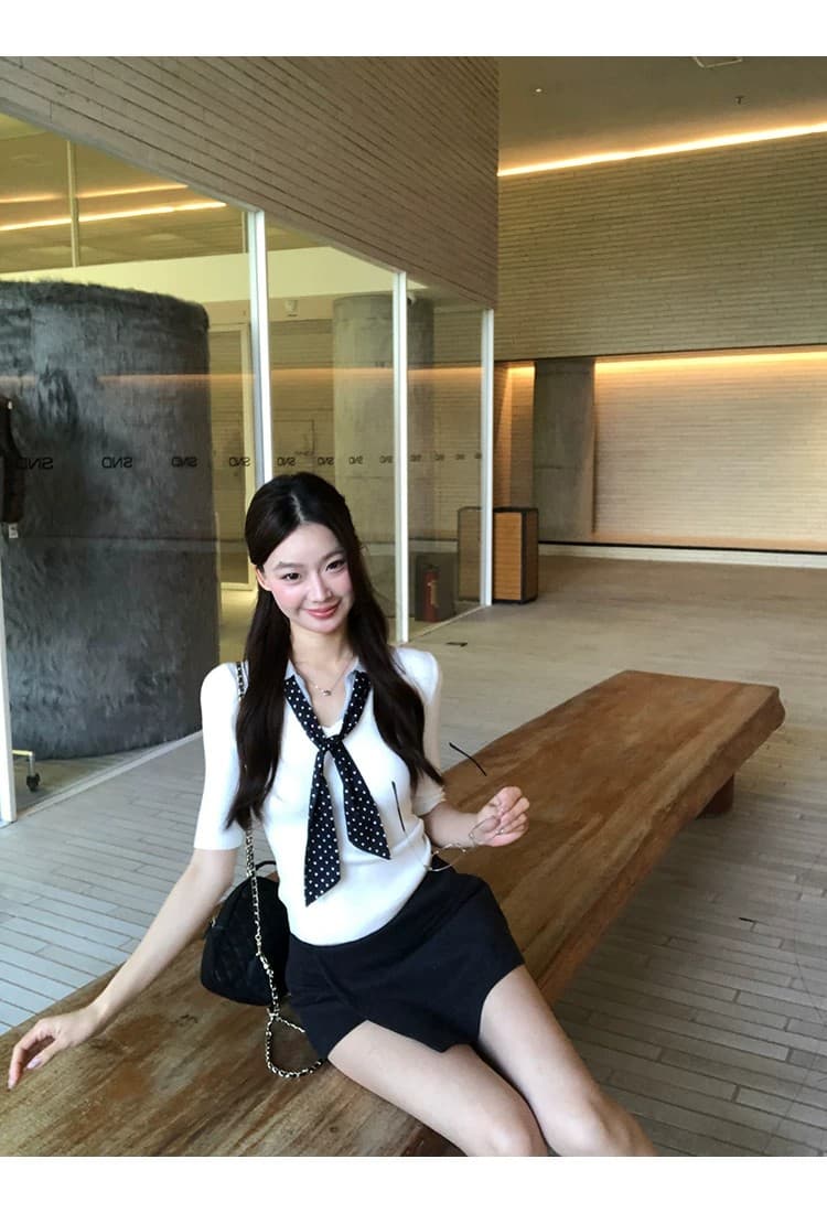 학원 스타일 레이스 조각 해군 칼라 니트 조끼 여성 여름 2026 새로운 달콤한 핫걸 슬림해 보이는 민소매 맨위 상세 이미지 4