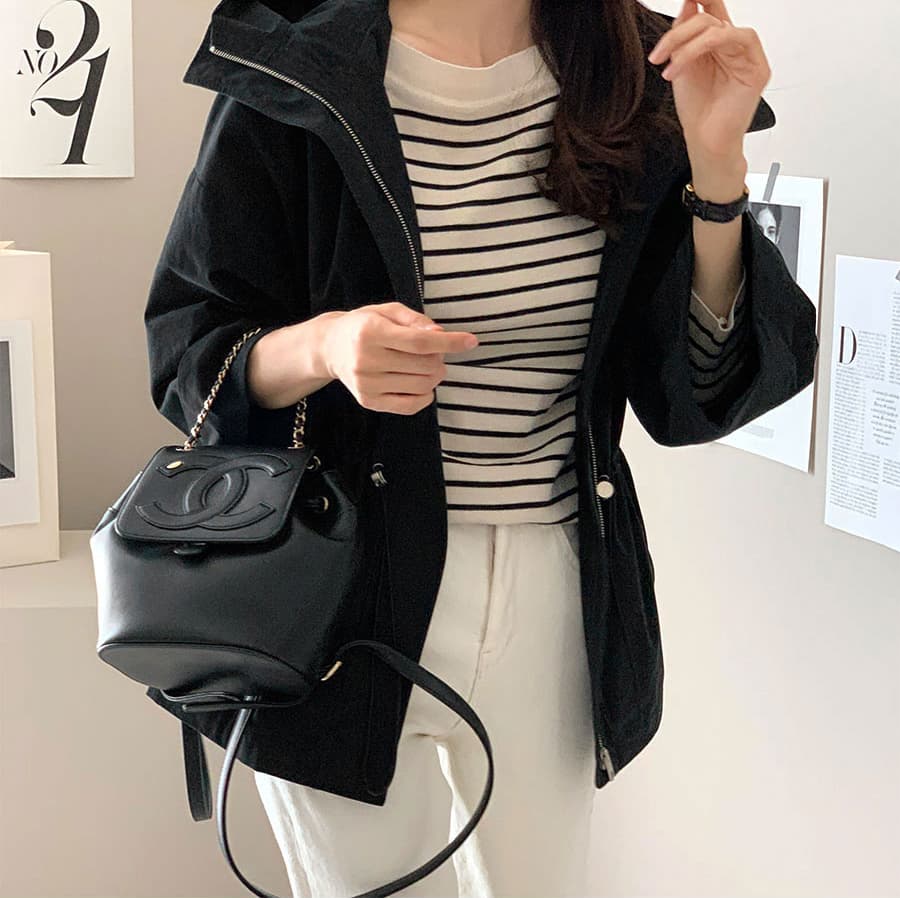캐주얼 바람 후드 자켓 짧은 외투 단색 바람막이 여성 빛 요리 한 패션 한국 chic 상세 이미지 1