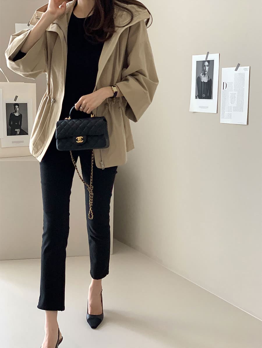 캐주얼 바람 후드 자켓 짧은 외투 단색 바람막이 여성 빛 요리 한 패션 한국 chic 상세 이미지 35