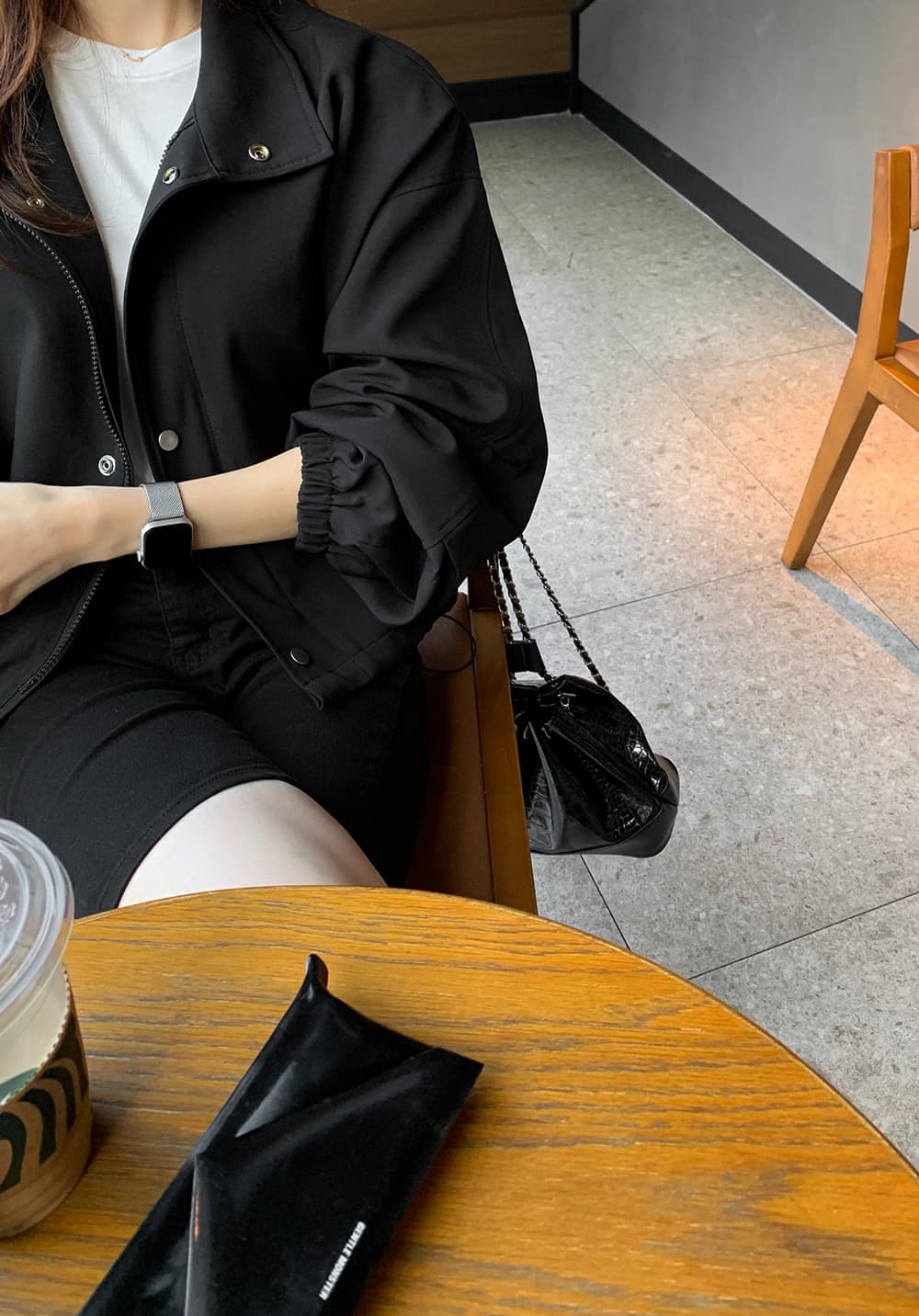 미니멀리즘 현대 루즈핏 캐주얼 다용도 단색 자켓 짧은 여성 코트 한 부서 빛 요리 한 상세 이미지 10
