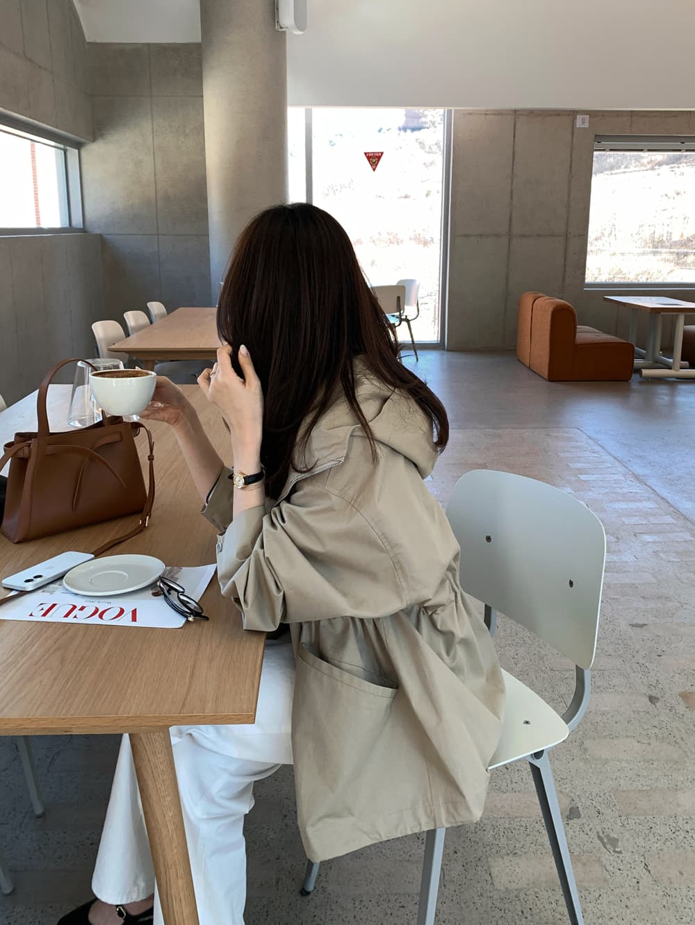 캐주얼 바람 후드 허리 수축 재킷 재킷 바람막이 여성 한국 chic 단색 캐주얼 빛 요리 한 패션 상세 이미지 22