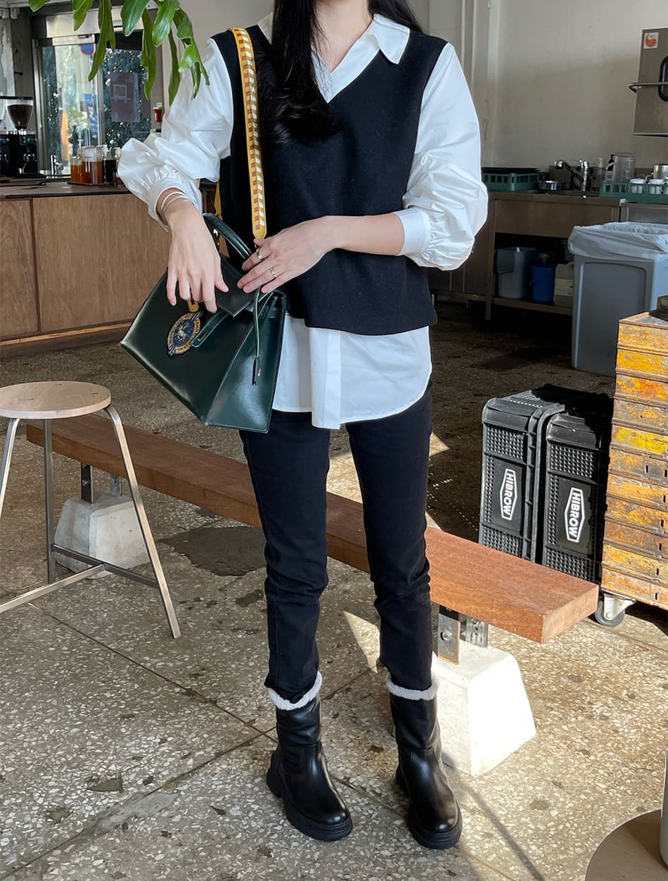도시 출퇴근 배색 긴팔 셔츠 루즈핏 셔츠 chic Chic 작은 대중 디자인 맨위 상세 이미지 4