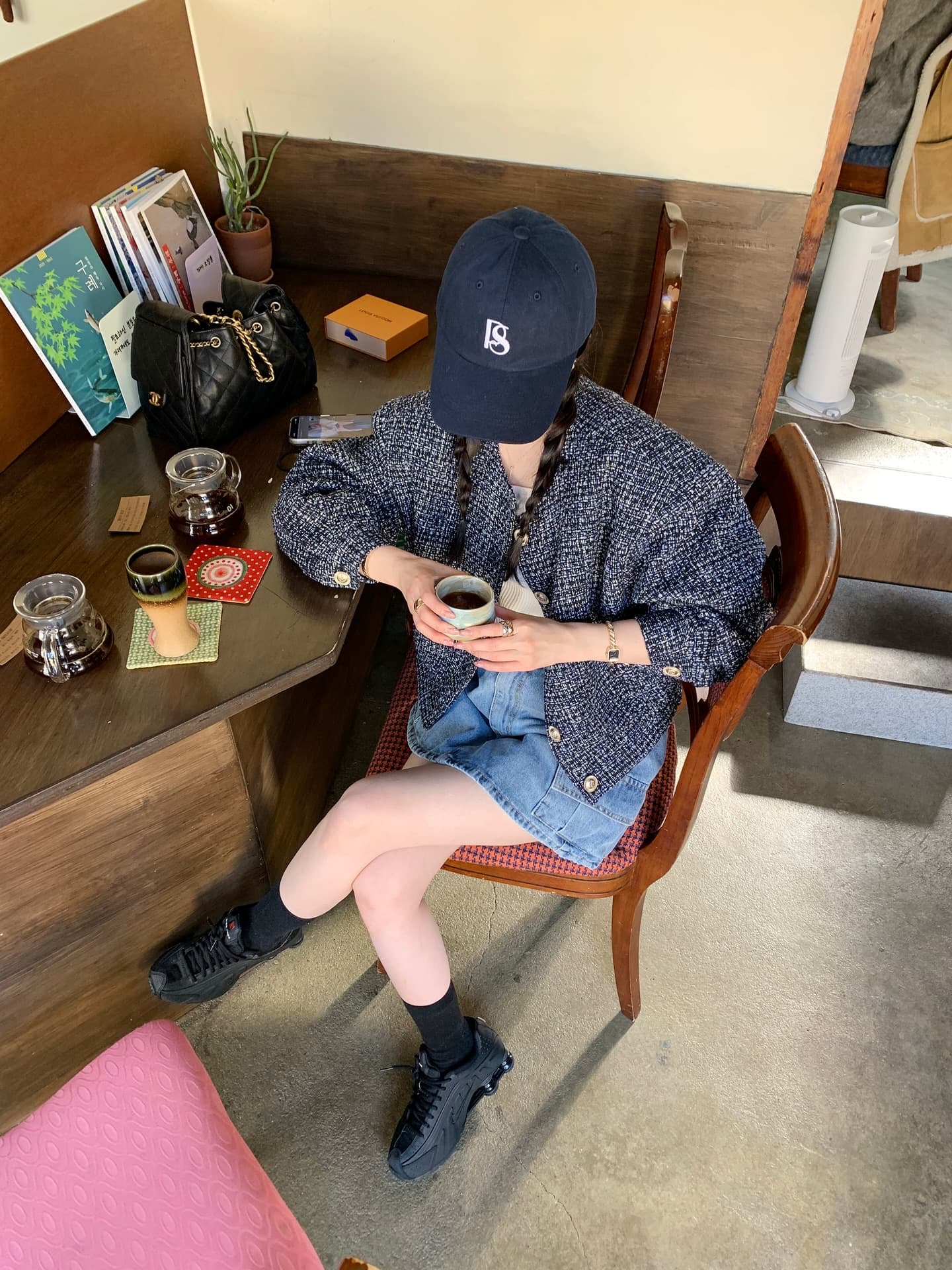 한 부서 빛 요리 한 트위드 작은 샤넬 스타일 재킷 짧은 외투 상세 이미지 1