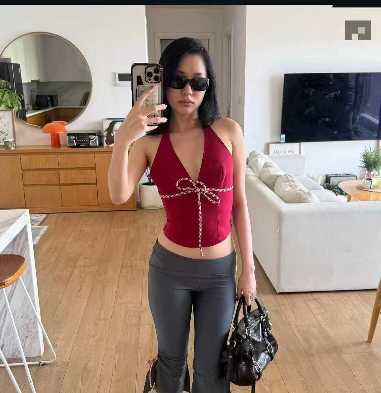 핫걸 바람 레이스업 허리 수축 행침 목 작은 슬링 세트 상세 이미지 1