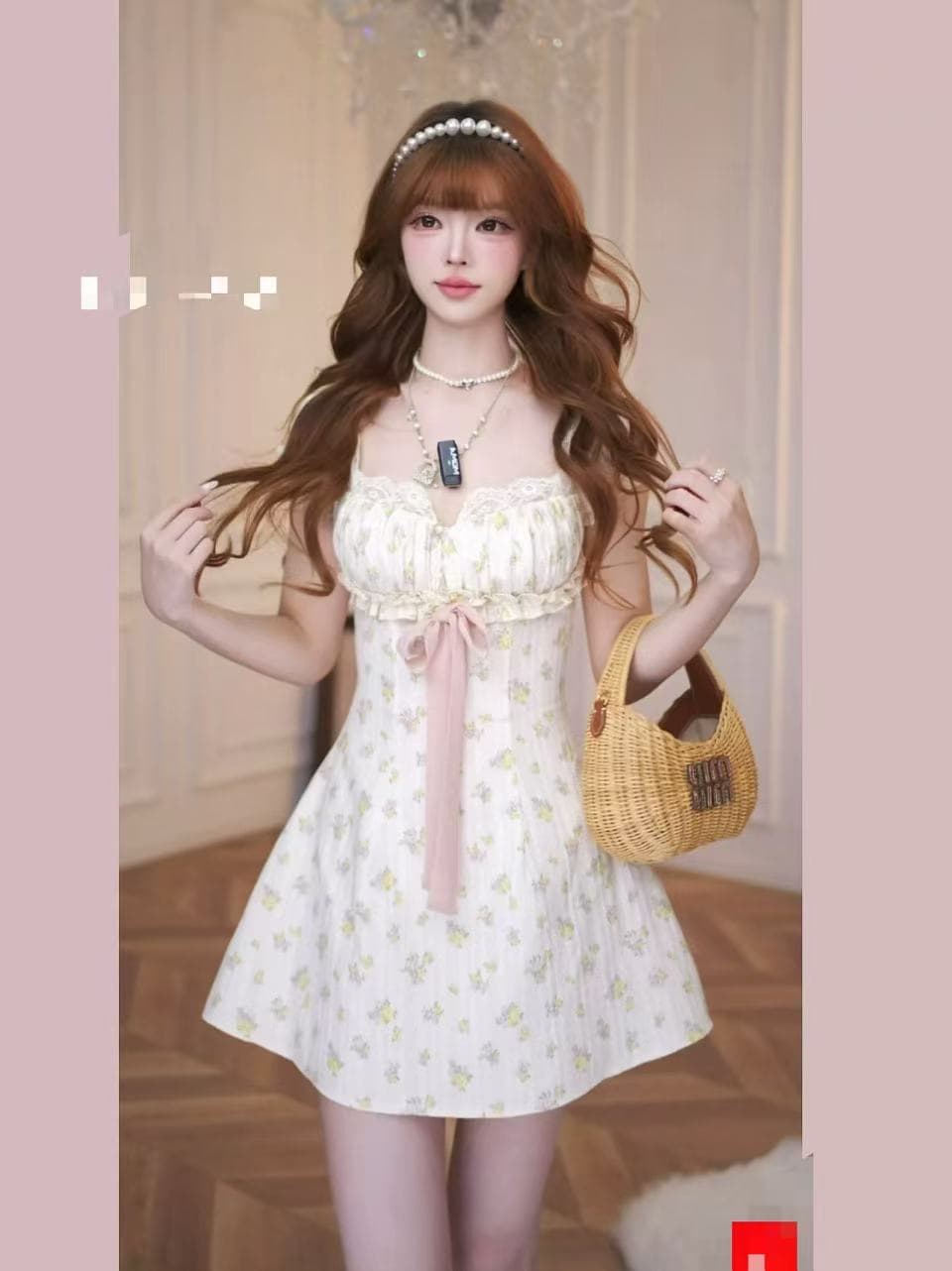 면 100% 꽃무늬 거품 소매 맨위 봄 특별 조정 질감 자수 드레스 상세 이미지 2