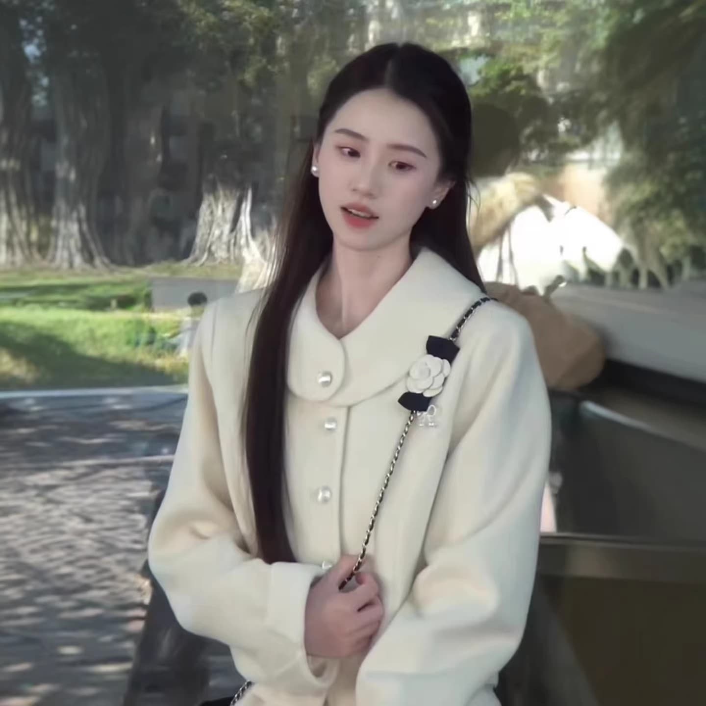 2025 새로운 부유 한 가족 천 골드 센스 모직 세트 드레스 아이들 가을 겨울철 샤오시엔 명문 여성 바람 허리 수축 롱 스커트 상세 이미지 3