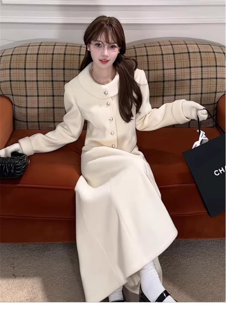 고유 한 슈퍼 잘 생긴 작은 샤넬 스타일 여성 드레스 2026 새로운 부유 한 가족 천 골드 센스 전체 집합 ootd 착용 가져 가라. 롱 스커트 상세 이미지 5